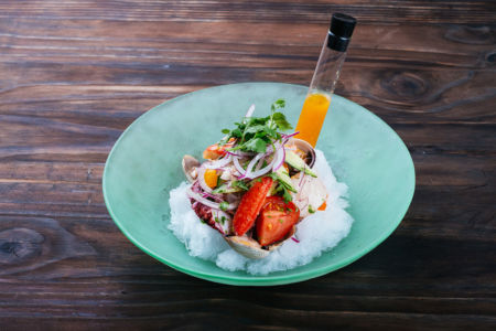 Mixed Seafood Ceviche with Shaved Ice